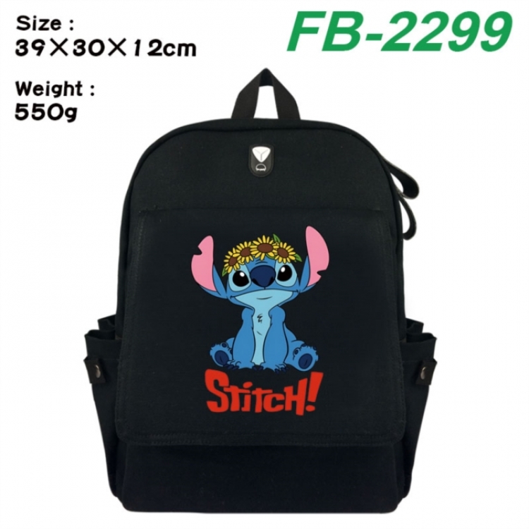 Lilo & Stitch Canvas Flip Backpack Student Schoolbag Headphone Hole 39X30X12CM 