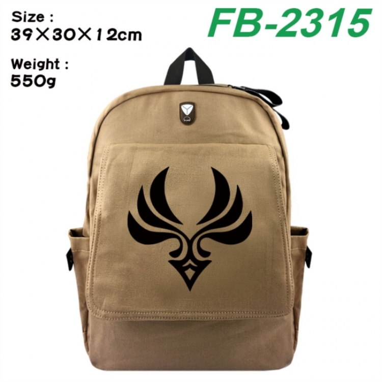 Genshin Impact Canvas Flip Backpack Student Schoolbag Headphone Hole 39X30X12CM 