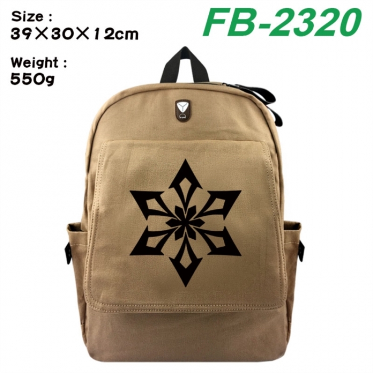 Genshin Impact Canvas Flip Backpack Student Schoolbag Headphone Hole 39X30X12CM 