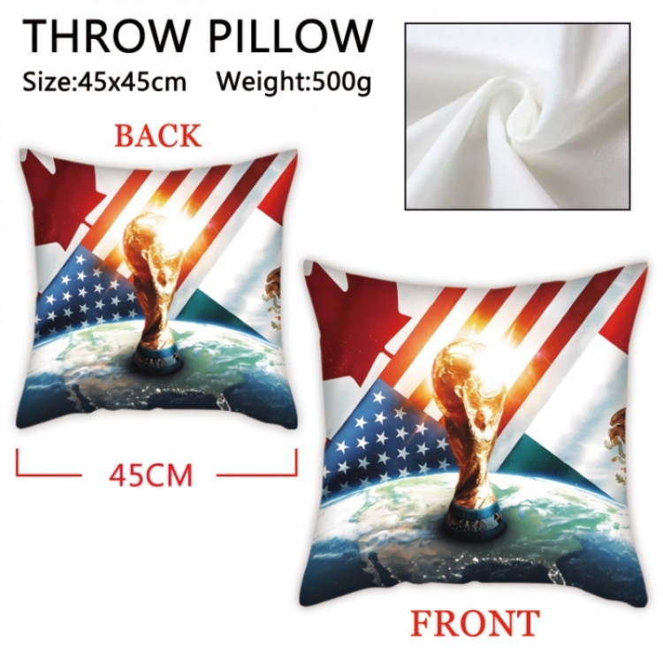 FIFA World Cup Anime digital printing double-sided printed pillow 45X45cm NO FILLING