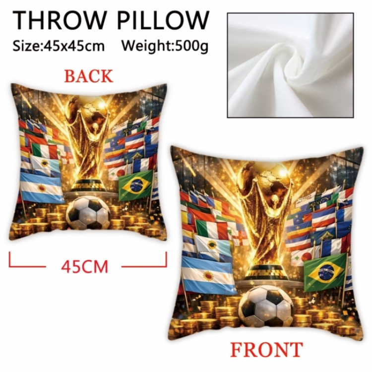 FIFA World Cup Anime digital printing double-sided printed pillow 45X45cm NO FILLING