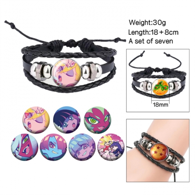 Panty & Stocking with Garterbelt Anime Freestyle Crystal Leather Rope Bracelet Set 30g