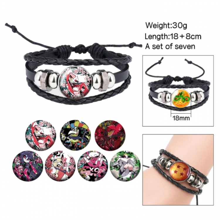 Hazbin Hotel Anime Freestyle Crystal Leather Rope Bracelet Set 30g