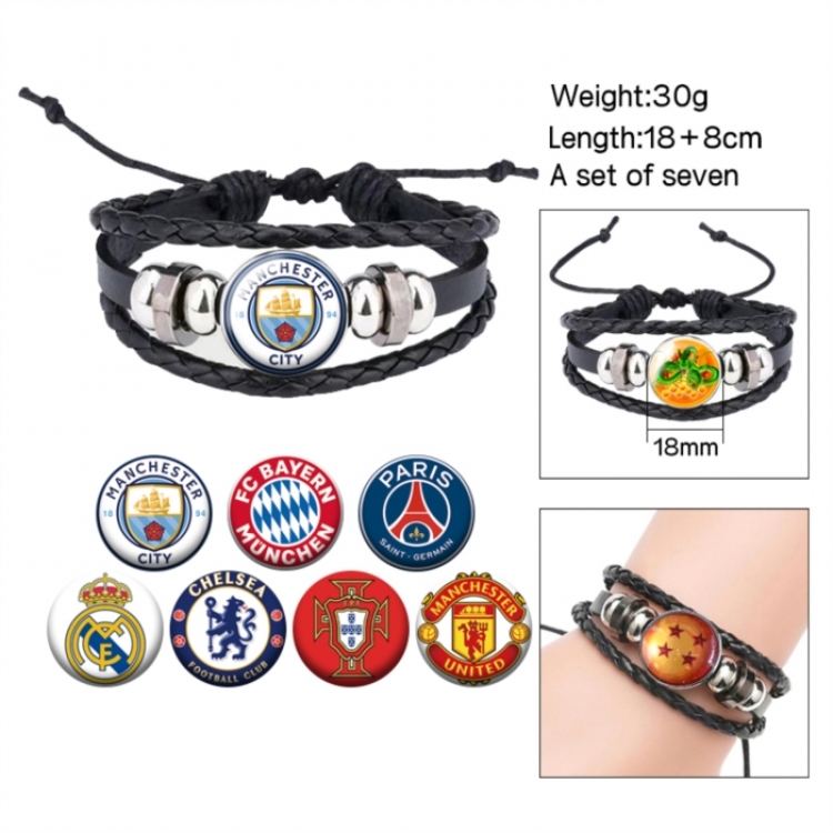 Bracelet Football Anime Freestyle Crystal Leather Rope Bracelet Set 30g