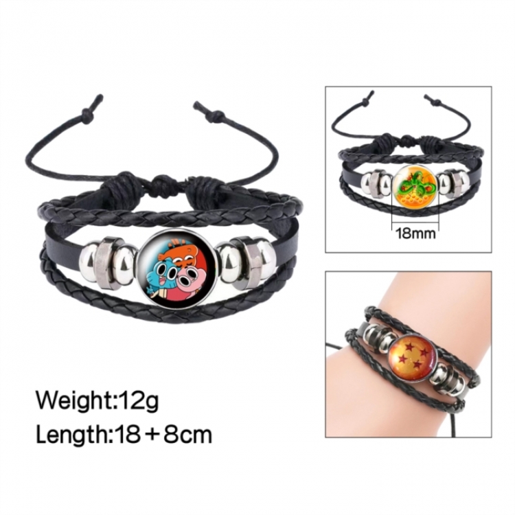 The Amazing World of Gumball Anime peripheral crystal leather rope bracelet price for 5 pcs 