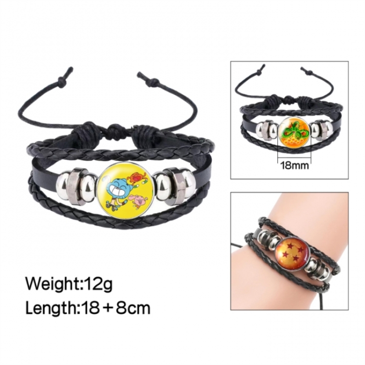 The Amazing World of Gumball Anime peripheral crystal leather rope bracelet price for 5 pcs 