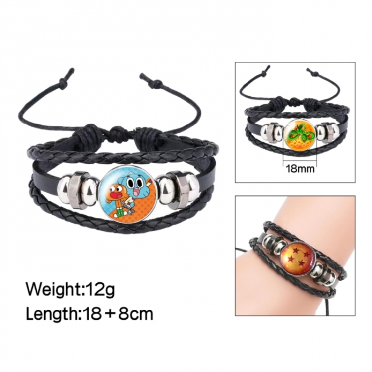 The Amazing World of Gumball Anime peripheral crystal leather rope bracelet price for 5 pcs 