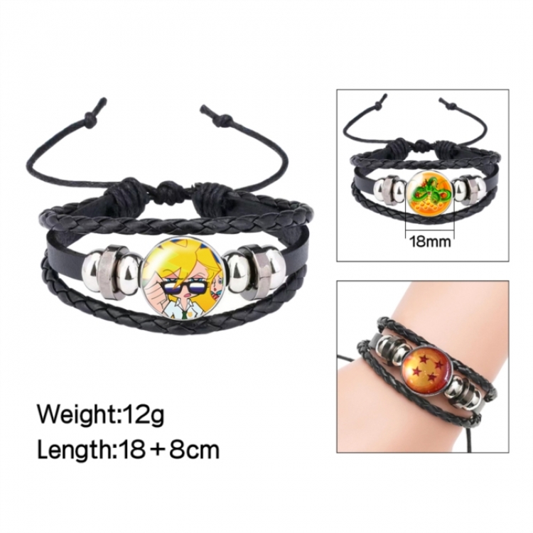 Panty & Stocking with Garterbelt Anime peripheral crystal leather rope bracelet price for 5 pcs