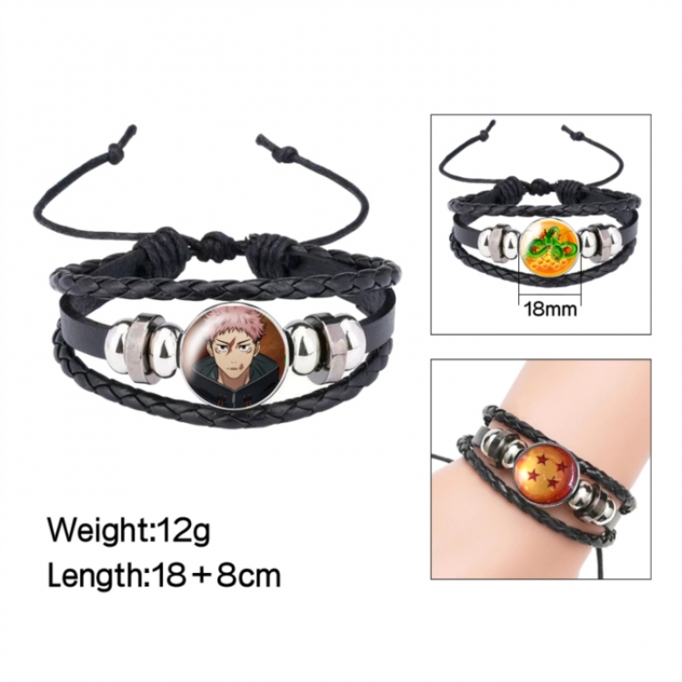 Jujutsu Kaisen Anime peripheral crystal leather rope bracelet price for 5 pcs 