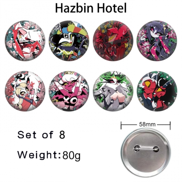 Hazbin Hotel Anime tinplate brooch badge a set of 8