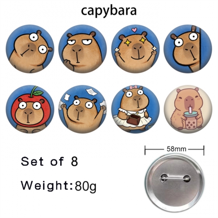 Kapibala Anime tinplate brooch badge a set of 8