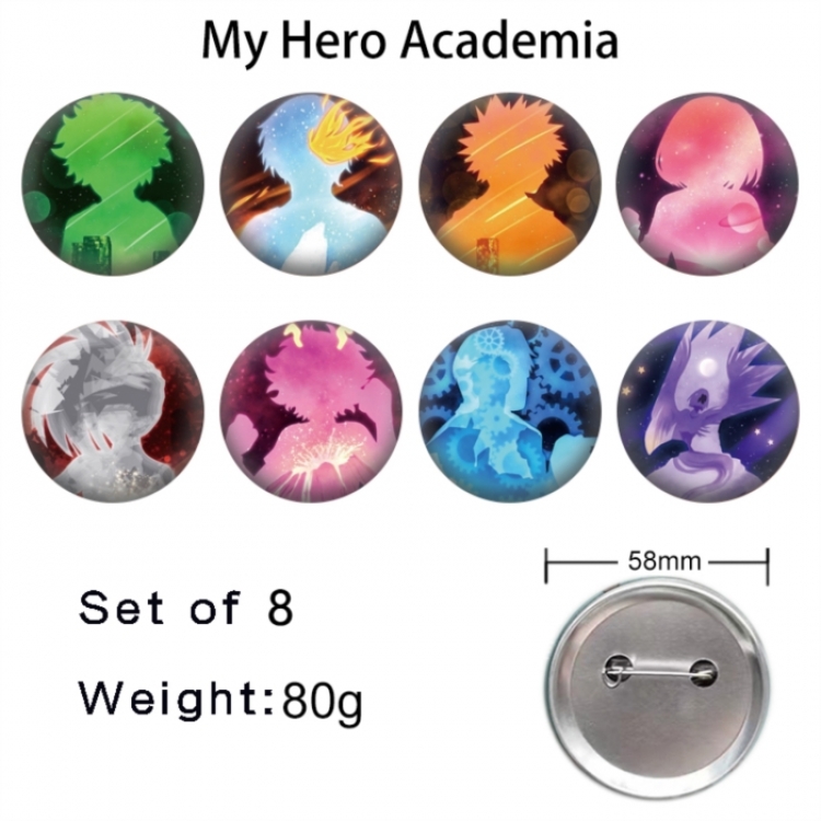 My Hero Academia Anime tinplate brooch badge a set of 8