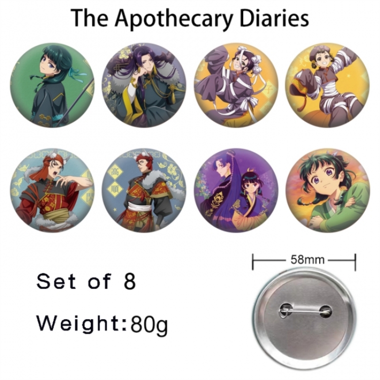 The Apothecary Diaries Hardware Anime tinplate brooch badge a set of 8