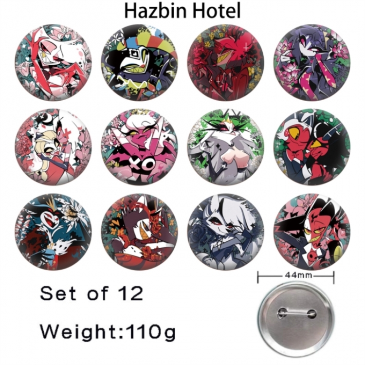 Hazbin Hotel Anime tinplate bright film badge 44mm a set of 12