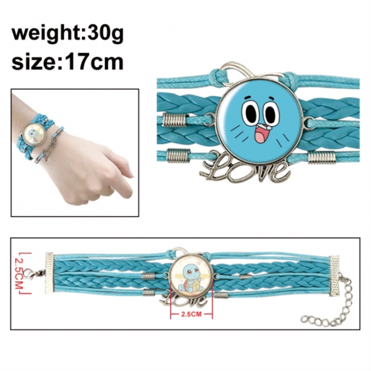 The Amazing World of Gumball Anime bracelet multi-layer leather gemstone bracelet price for 5 pcs