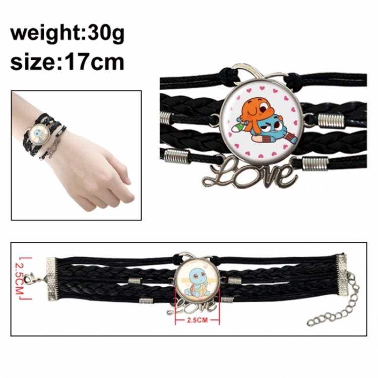 The Amazing World of Gumball Anime bracelet multi-layer leather gemstone bracelet price for 5 pcs