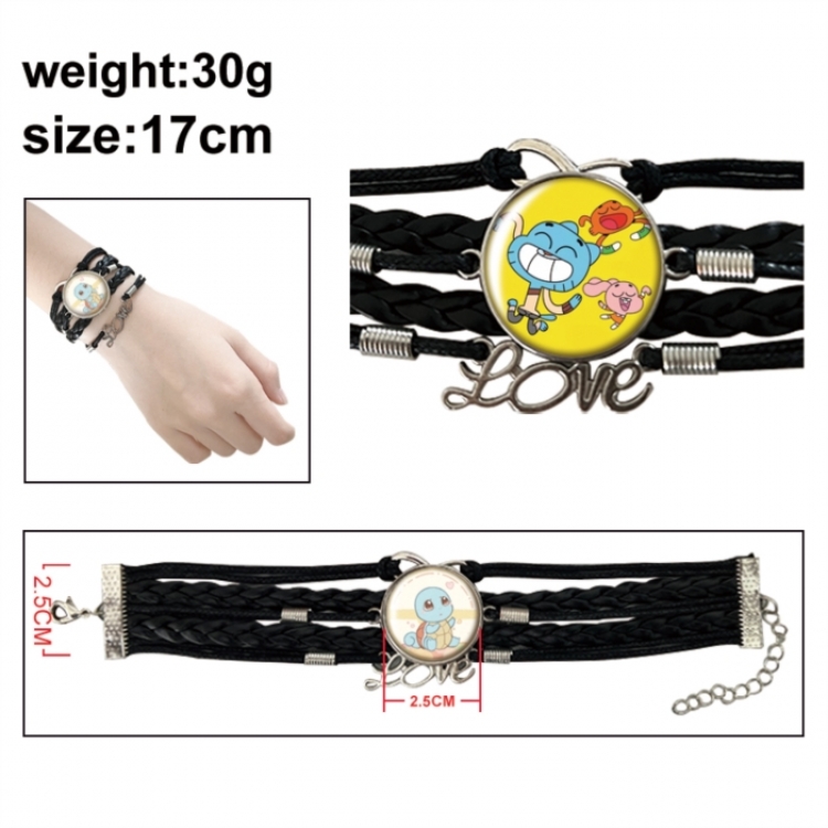The Amazing World of Gumball Anime bracelet multi-layer leather gemstone bracelet price for 5 pcs