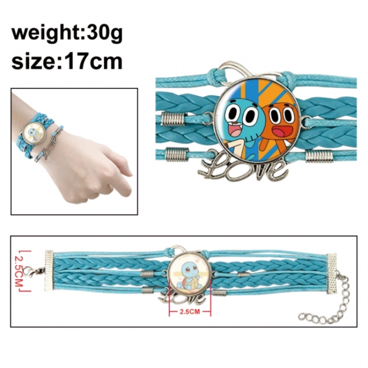 The Amazing World of Gumball Anime bracelet multi-layer leather gemstone bracelet price for 5 pcs