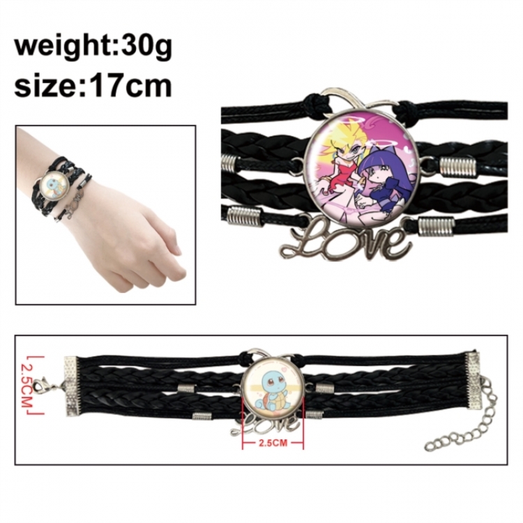 Panty & Stocking with Garterbelt Anime bracelet multi-layer leather gemstone bracelet price for 5 pcs