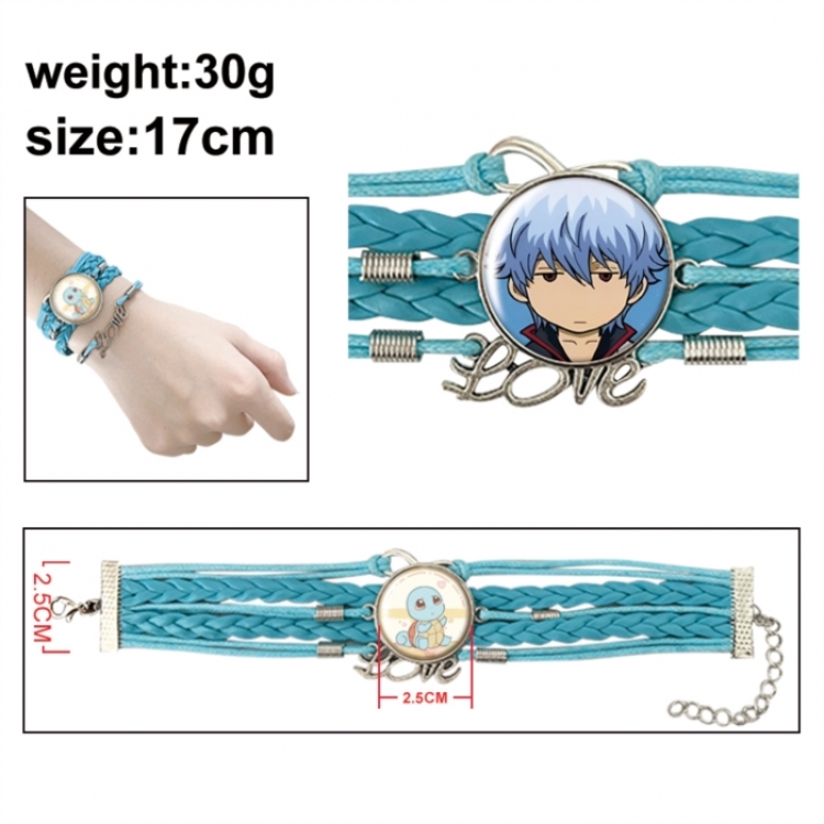 Gintama Anime bracelet multi-layer leather gemstone bracelet price for 5 pcs