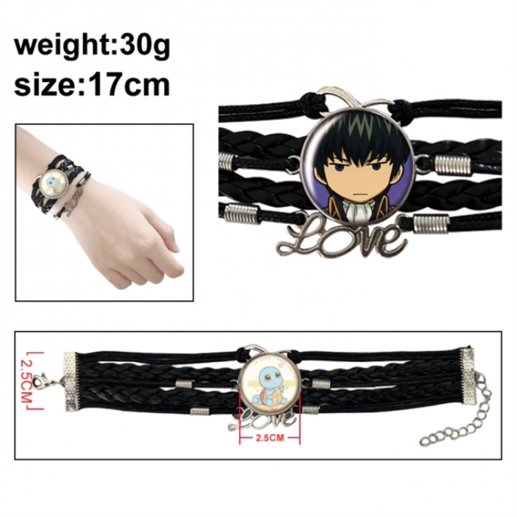 Gintama Anime bracelet multi-layer leather gemstone bracelet price for 5 pcs