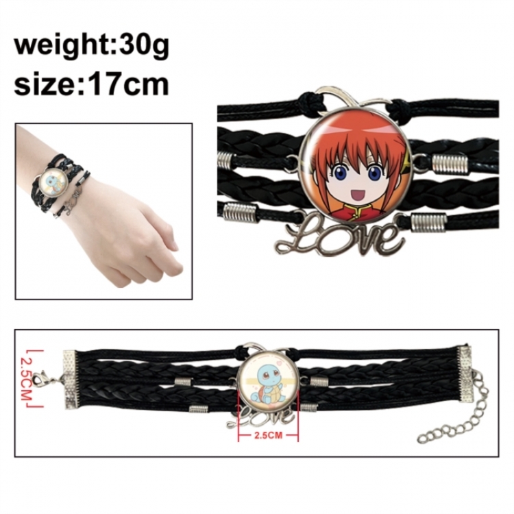 Gintama Anime bracelet multi-layer leather gemstone bracelet price for 5 pcs