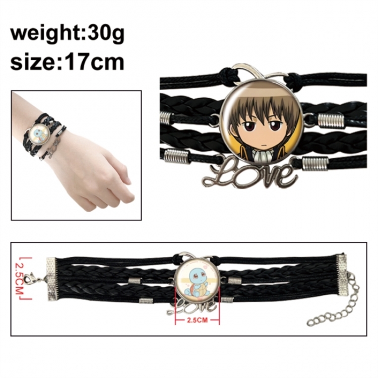 Gintama Anime bracelet multi-layer leather gemstone bracelet price for 5 pcs