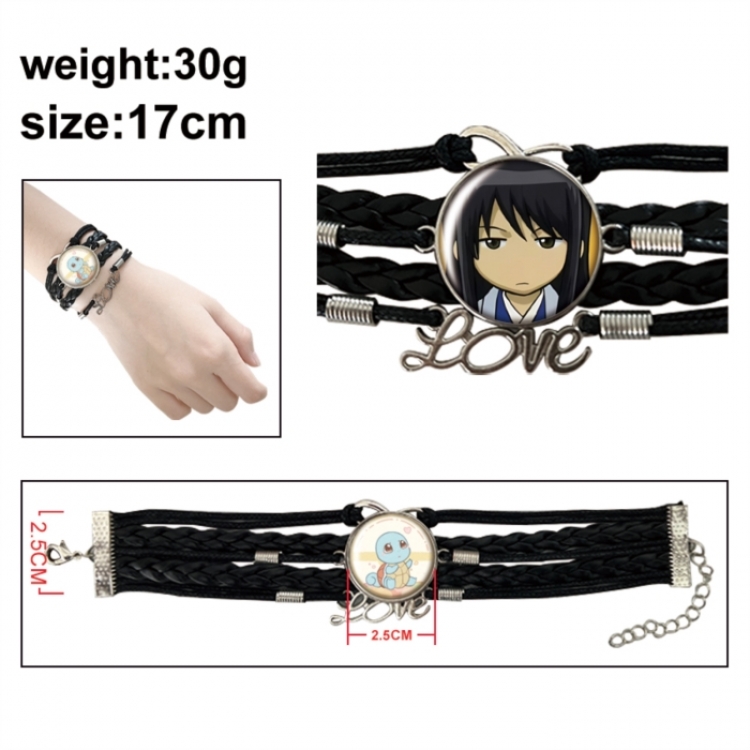 Gintama Anime bracelet multi-layer leather gemstone bracelet price for 5 pcs