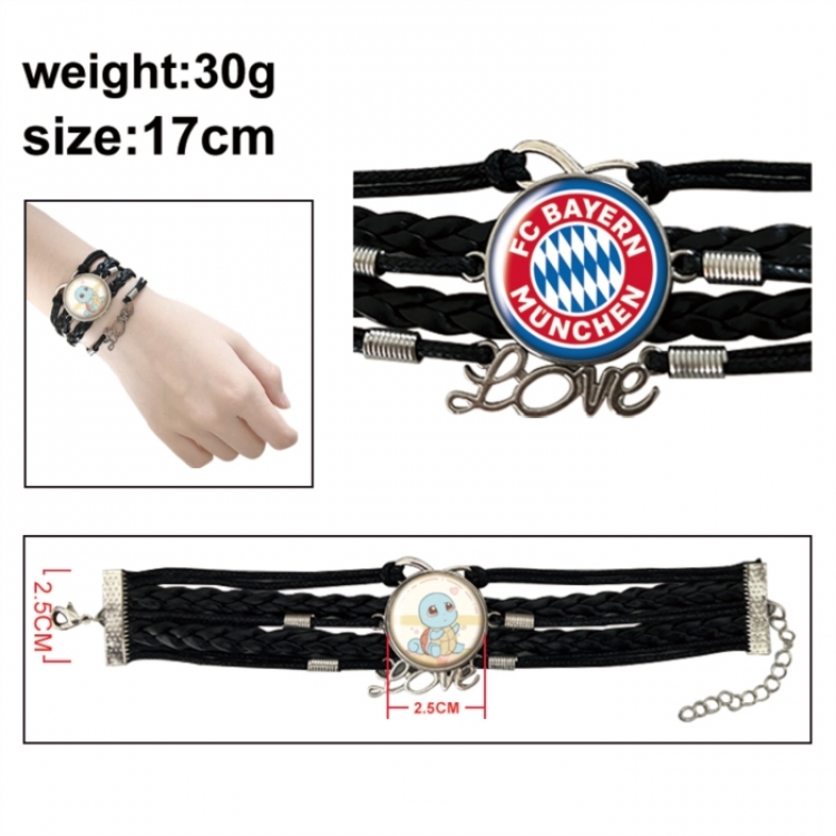 Football Anime bracelet multi-layer leather gemstone bracelet price for 5 pcs