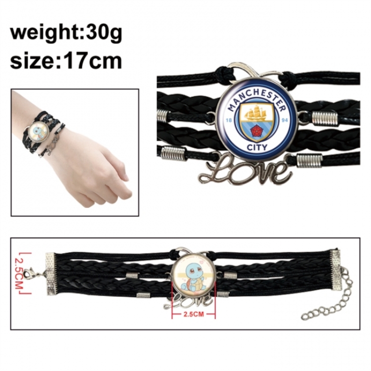 Football Anime bracelet multi-layer leather gemstone bracelet price for 5 pcs