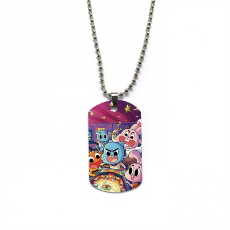 The Amazing World of Gumball Anime double-sided full color printed military brand necklace price for 5 pcs