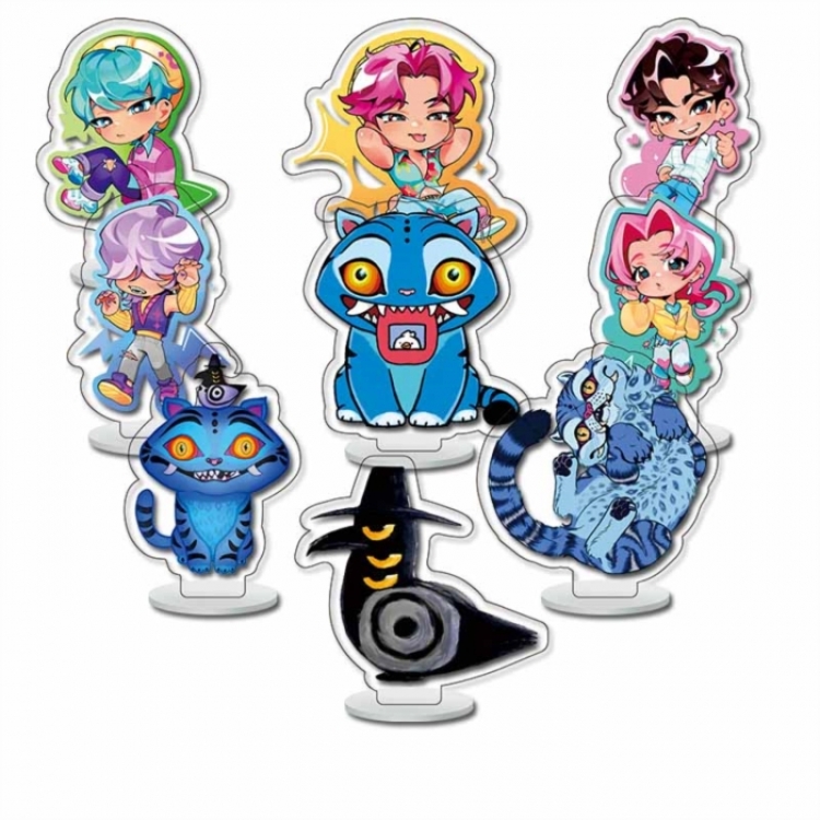 K-Pop:Demon Hunters Anime Character acrylic Small Standing Plates  Keychain 6cm a set of 9