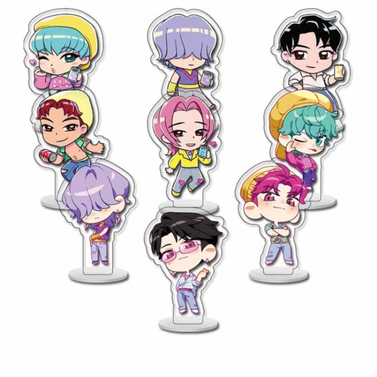 K-Pop:Demon Hunters Anime Character acrylic Small Standing Plates  Keychain 6cm a set of 9