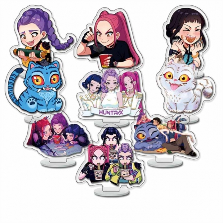 K-Pop:Demon Hunters Anime Character acrylic Small Standing Plates  Keychain 6cm a set of 9