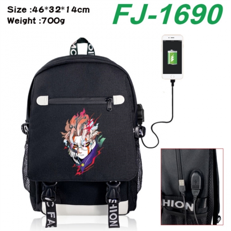 DANDADAN canvas USB backpack cartoon print student backpack 46X32X14CM 700g 