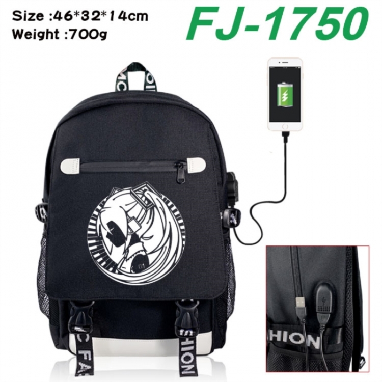 Hatsune Miku canvas USB backpack cartoon print student backpack 46X32X14CM 700g 