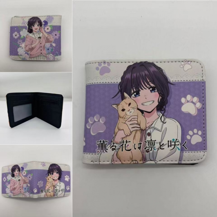The Fragrant Flower Blooms with Dignity‌ Full color Two fold short card case wallet 11X9.5CM 