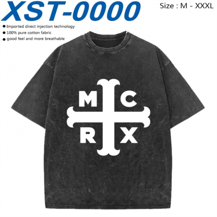 My chemical romance Cotton direct spray color print washed denim T-shirt 250g from M to 3XL