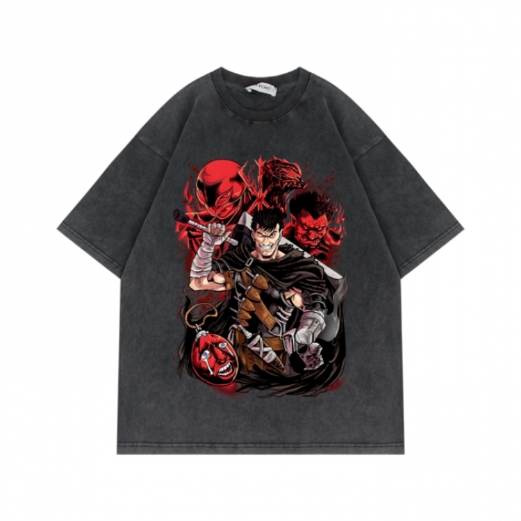 Berserk Anime Surrounding Direct Spray Technology Colorful Wash Short Sleeve T-shirt from S to 2XL