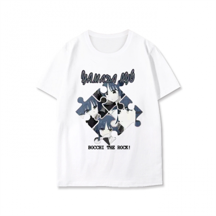 BOCCHI THE ROCK! Anime peripheral black and white short-sleeved T-shirt from S to 3XL