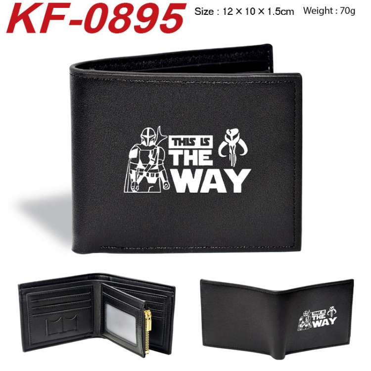 Star Wars Anime peripheral black brown leather double fold wallet 12X10X1.5CM 70g