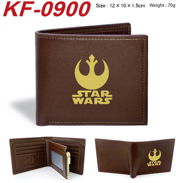 Star Wars Anime peripheral black brown leather double fold wallet 12X10X1.5CM 70g
