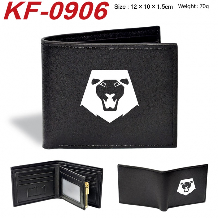 K-Pop:Demon Hunters Anime peripheral black brown leather double fold wallet 12X10X1.5CM 70g