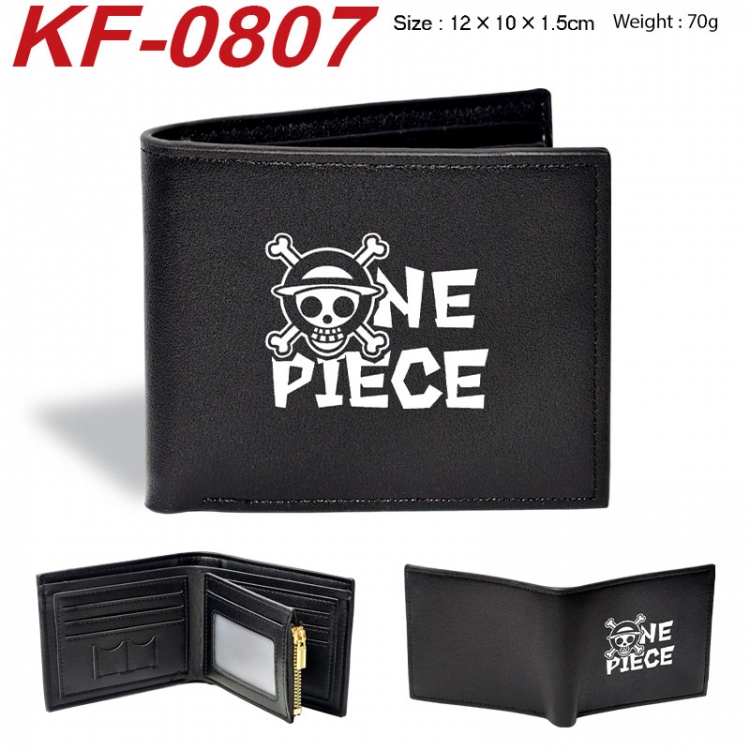 One Piece Anime peripheral black brown leather double fold wallet 12X10X1.5CM 70g