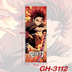 Demon Slayer Kimets Plastic Rod Cloth Small Hanging Canvas Painting Wall Scroll 25x70cm price for 5 pcs