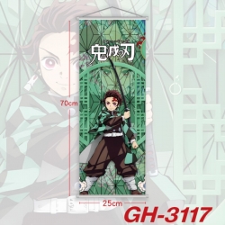 Demon Slayer Kimets Plastic Rod Cloth Small Hanging Canvas Painting Wall Scroll 25x70cm price for 5 pcs