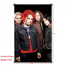 My Chemical Romance Anime black Plastic rod Cloth painting Satin cloth Wall Scroll 60X90CM 