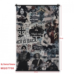 My Chemical Romance Anime black Plastic rod Cloth painting Satin cloth Wall Scroll 60X90CM 