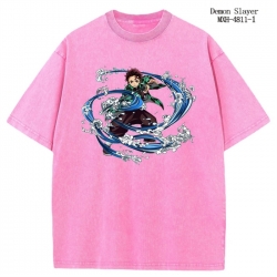 Demon Slayer Kimets Anime peripheral pure cotton washed and worn T-shirt from S to 2XL