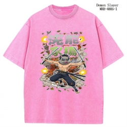Demon Slayer Kimets Anime peripheral pure cotton washed and worn T-shirt from S to 2XL